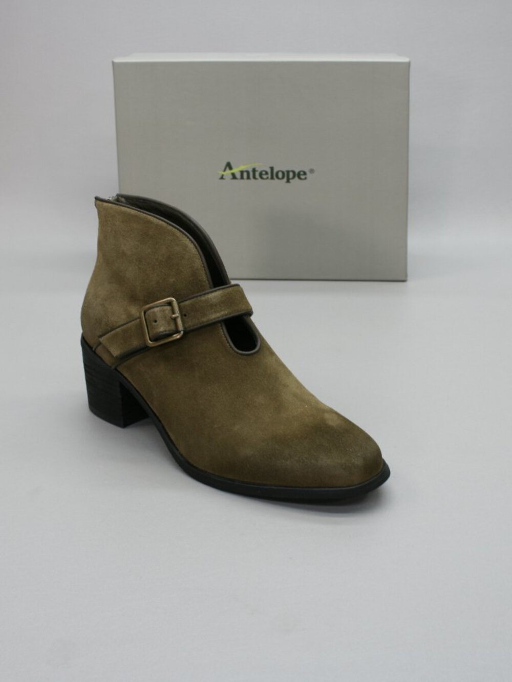 Antelope 39 Ladies (8-8.5) X52 Chelly Olive Green Suede Rear-zipper Ankle Boots